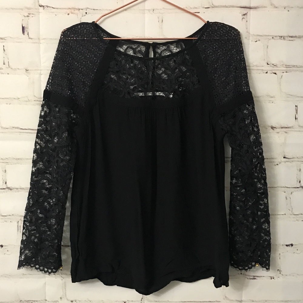 Duel black lace blouse by Cynthia Vincent
